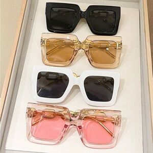 Set of 4 Trendy Y2K Square Frame Retro Sports Fashion Glasses For Daily Wear Uni